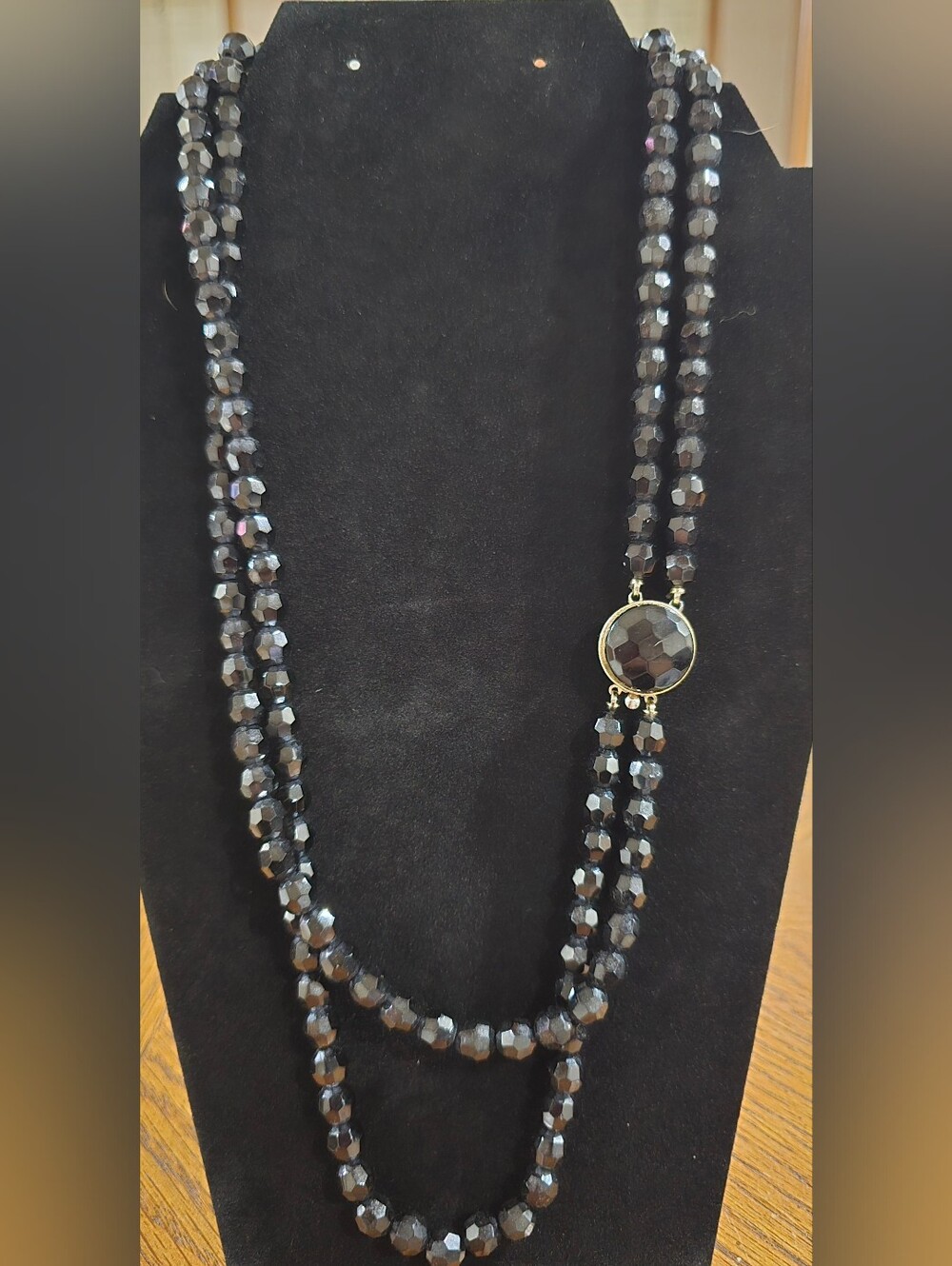 Elegant Black Faceted Double-Strand Necklace